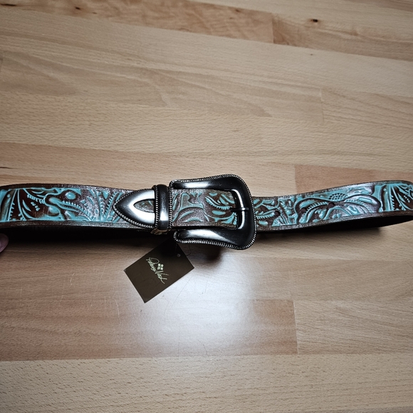 Patricia Nash Tooled Turquoise Women's Rowan Belt Small - Picture 5 of 6